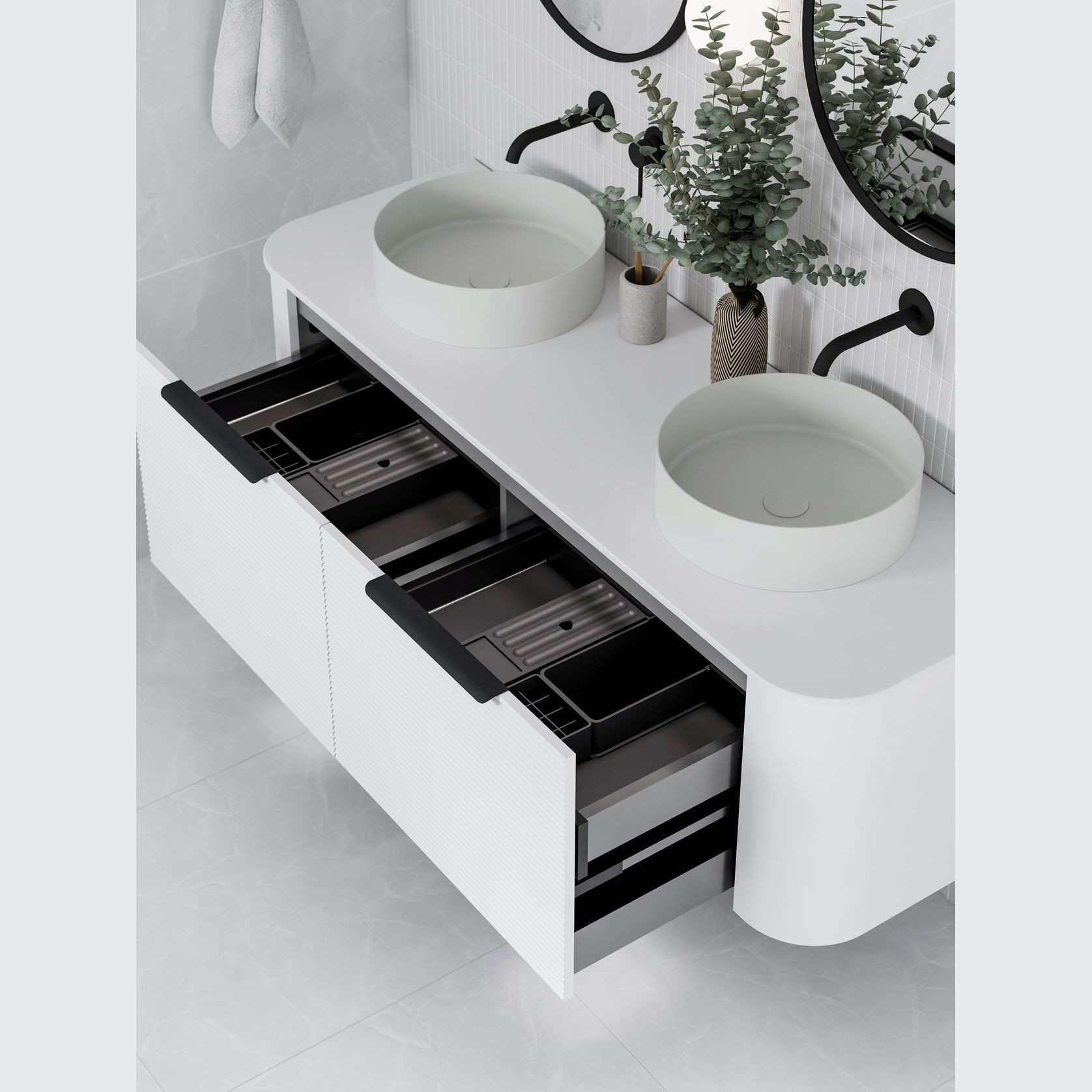Nature 1500 Vanity | Double Inset Basin & Orchard Drawer Front gallery detail image