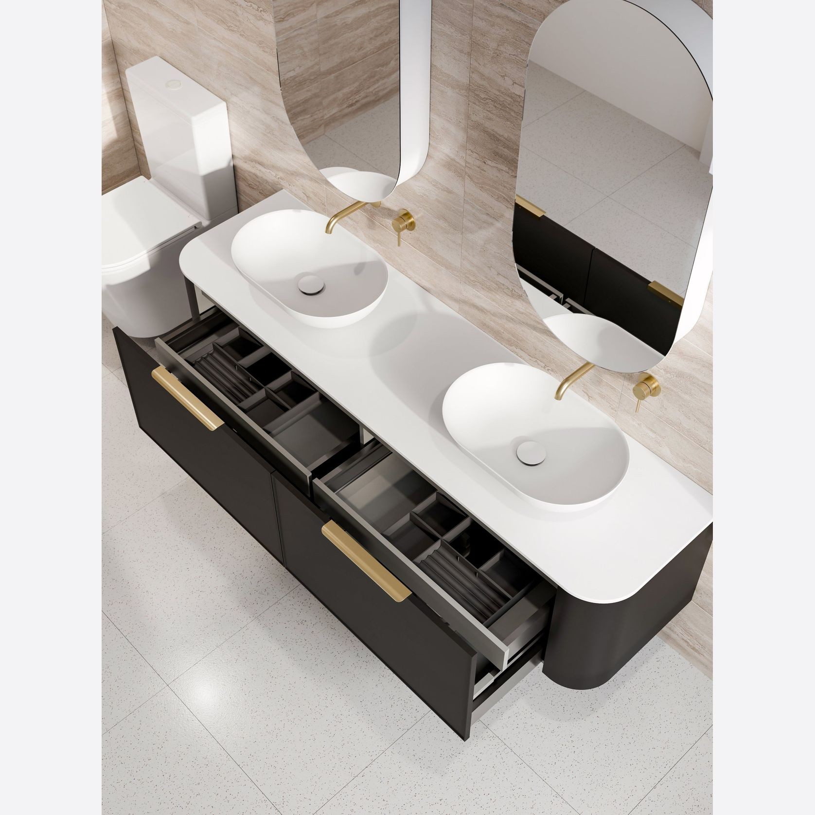 Nature 1800 Vanity | Double Inset Basin & Axel Drawer Front gallery detail image