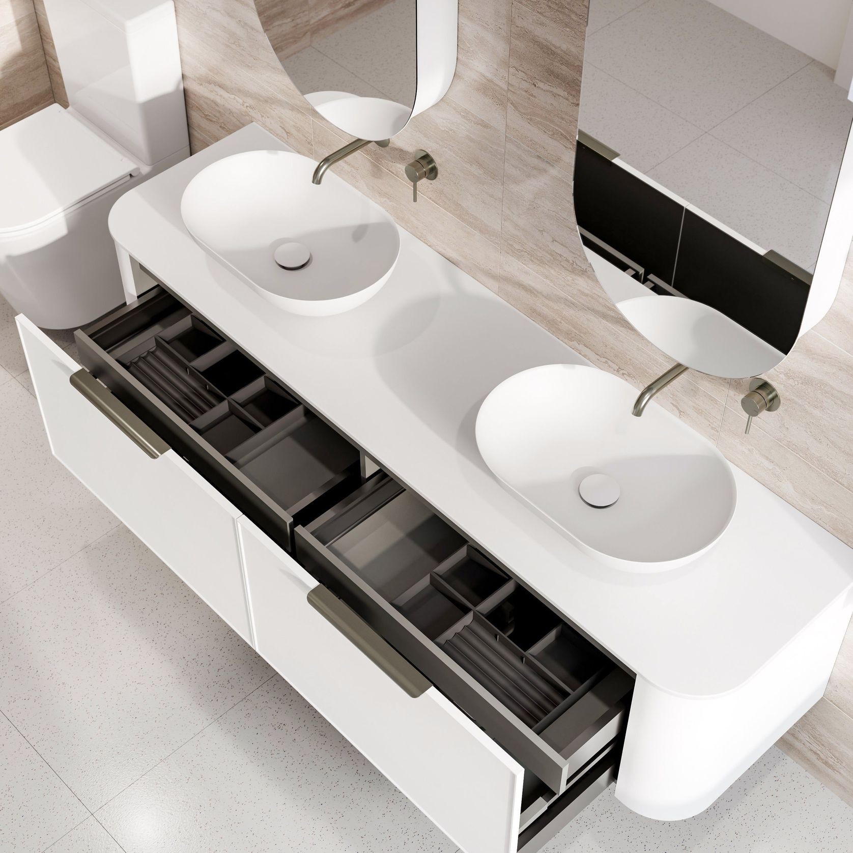 Nature 1800 Vanity | Double Inset Basin & Axel Drawer Front gallery detail image