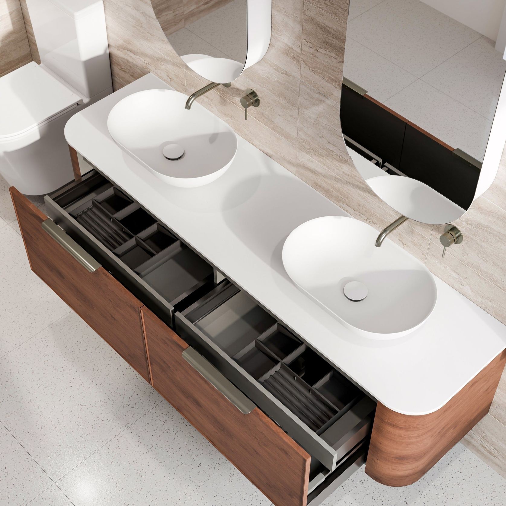 Nature 1800 Vanity | Double Inset Basin & Axel Drawer Front gallery detail image