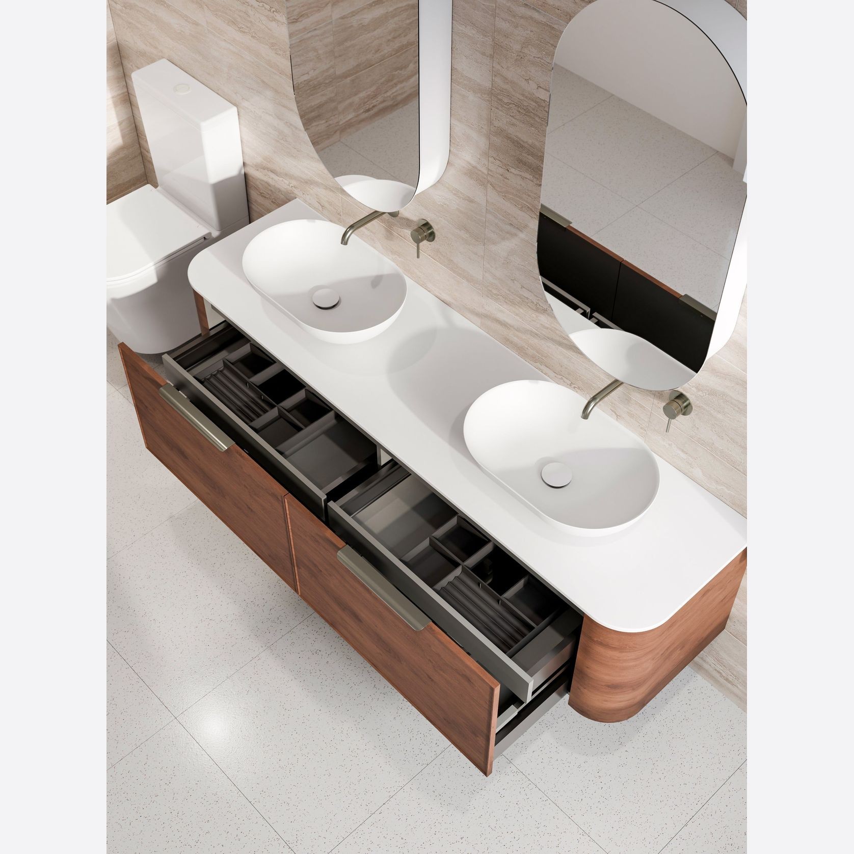 Nature 1800 Vanity | Double Inset Basin & Axel Drawer Front gallery detail image