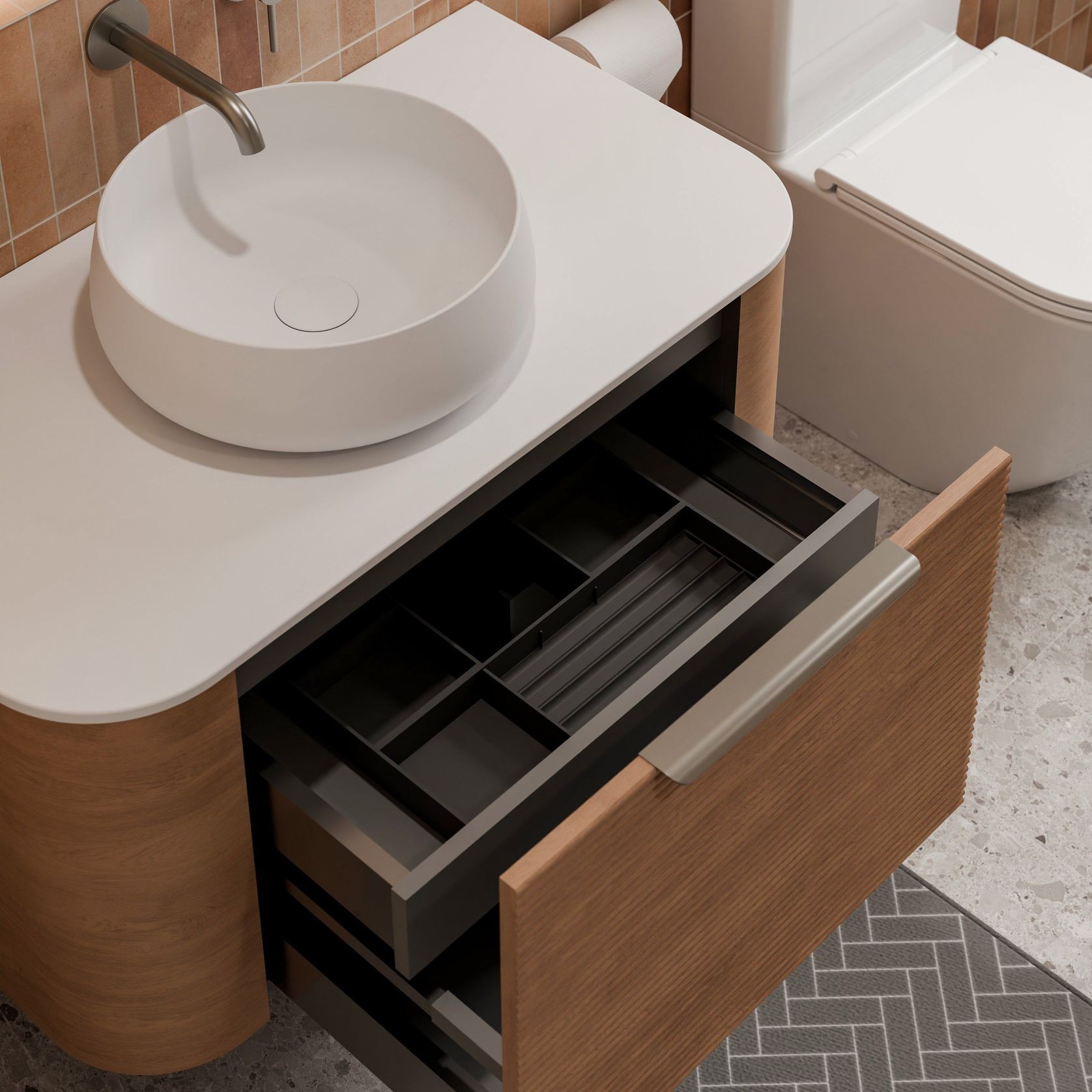 Nature 900 Vanity | Flat Slab Top & Orchard Front gallery detail image