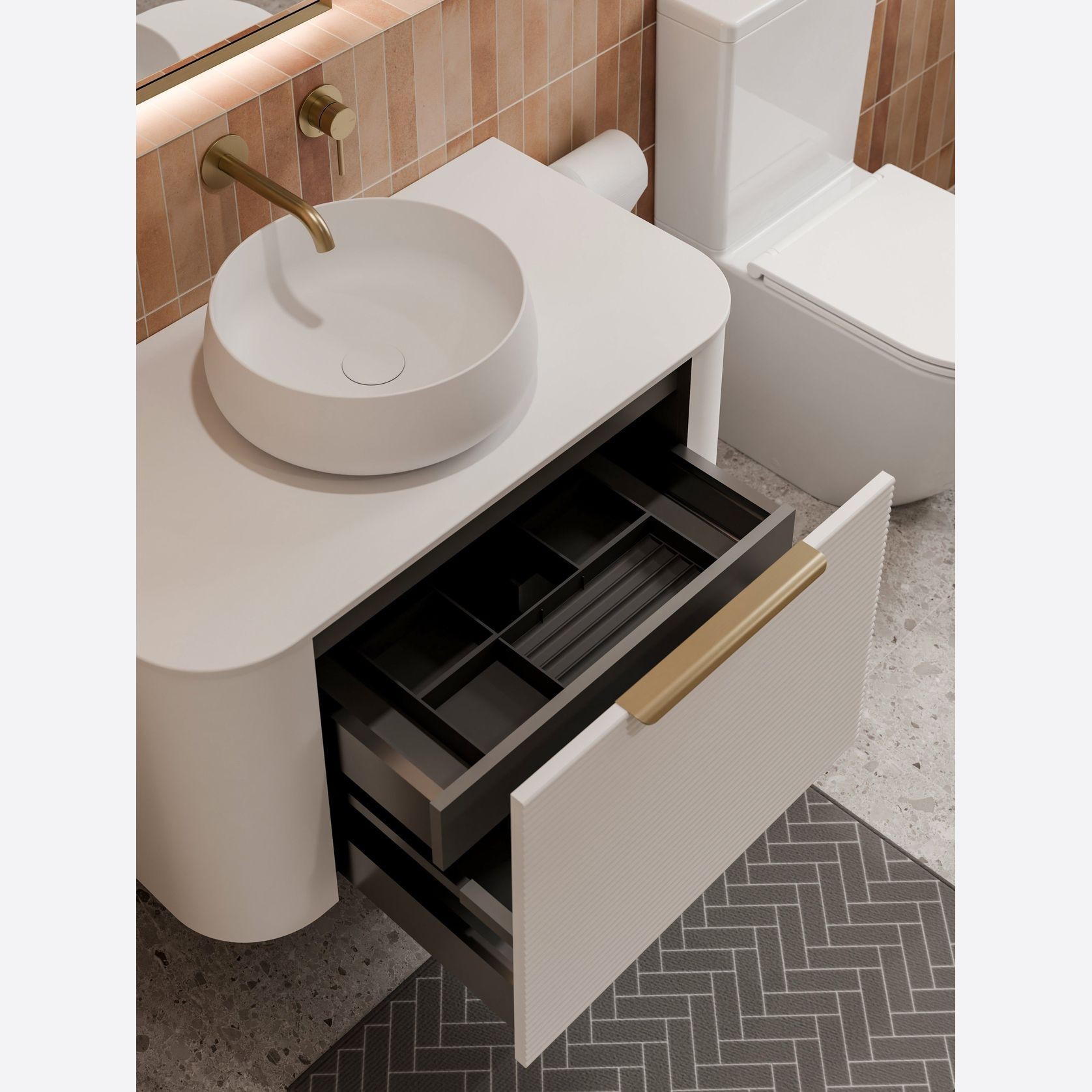 Nature 900 Vanity | Flat Slab Top & Orchard Front gallery detail image