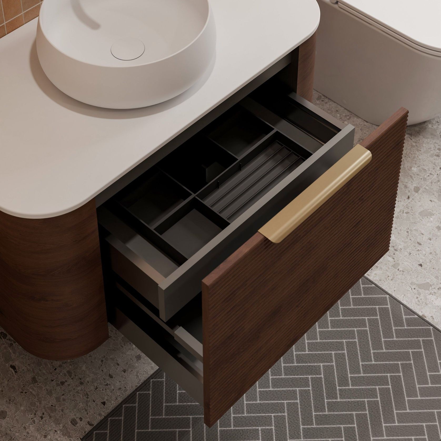 Nature 900 Vanity | Inset Basin & Orchard Drawer Front gallery detail image