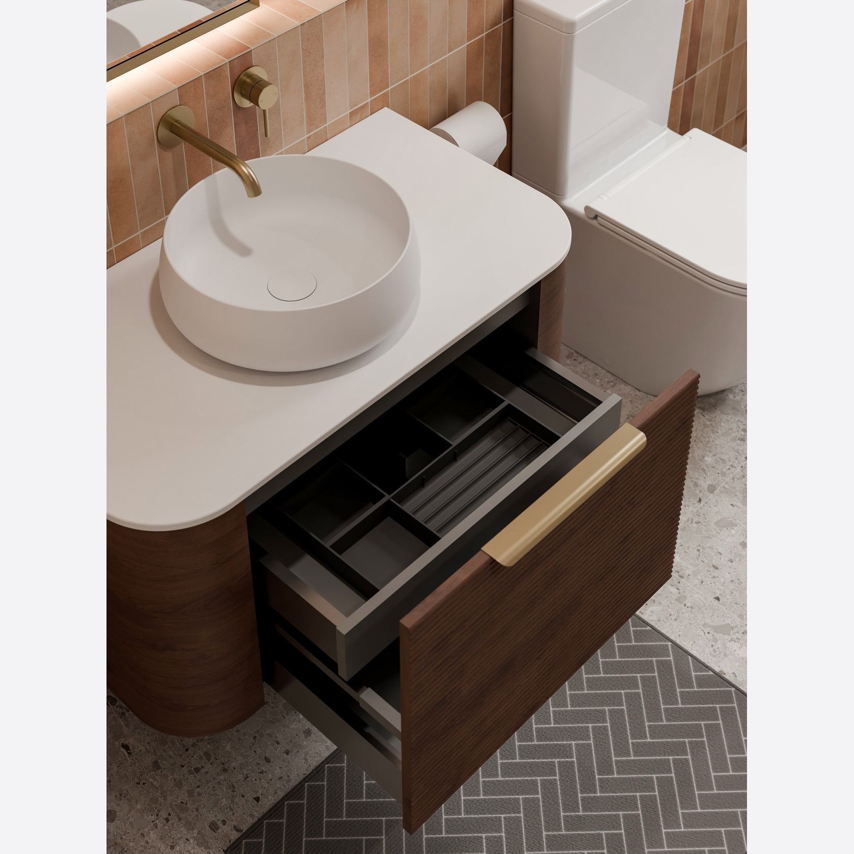 Nature 900 Vanity | Flat Slab Top & Orchard Front gallery detail image