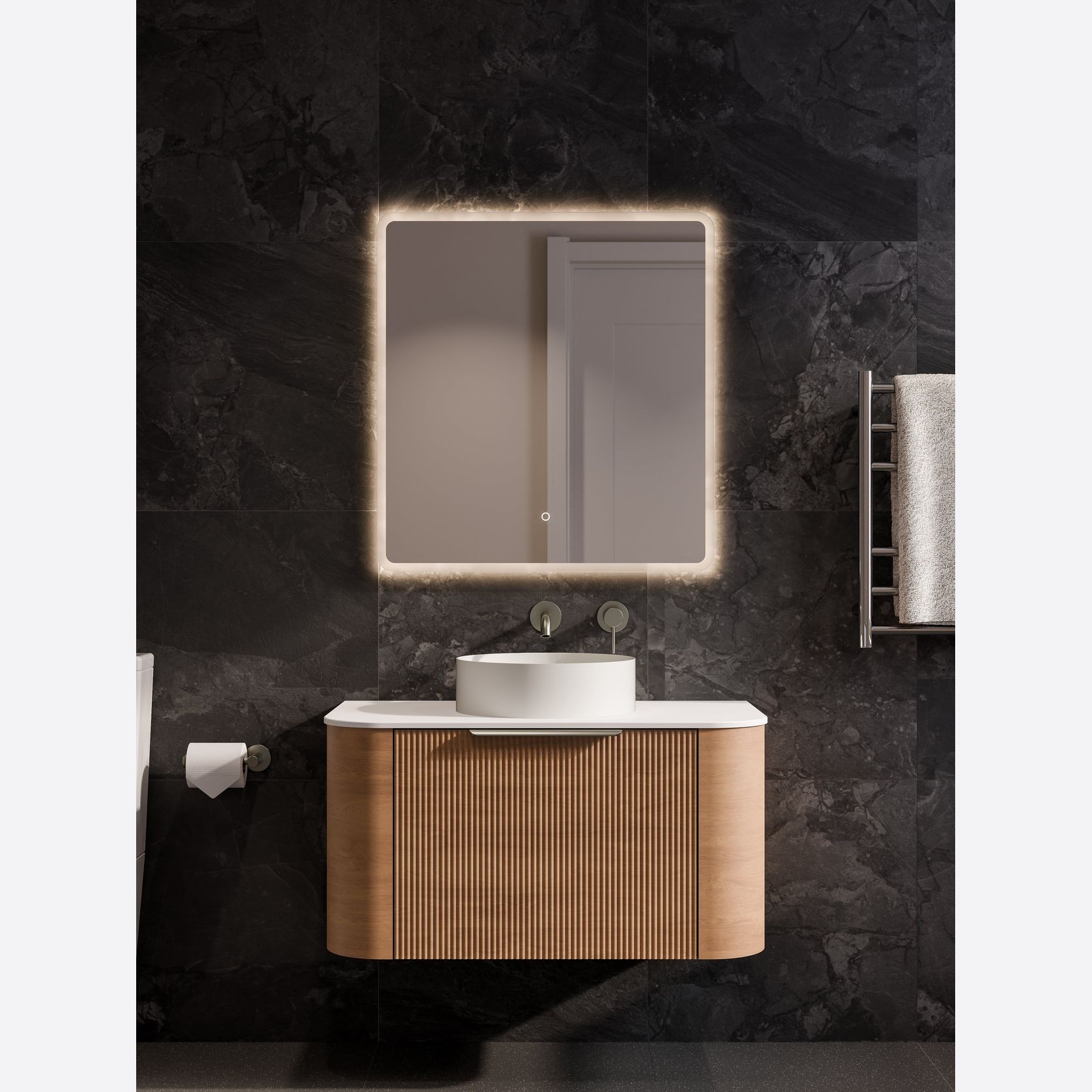 Nature 900 Vanity | Flat Slab Top & Pillar Drawer Front gallery detail image
