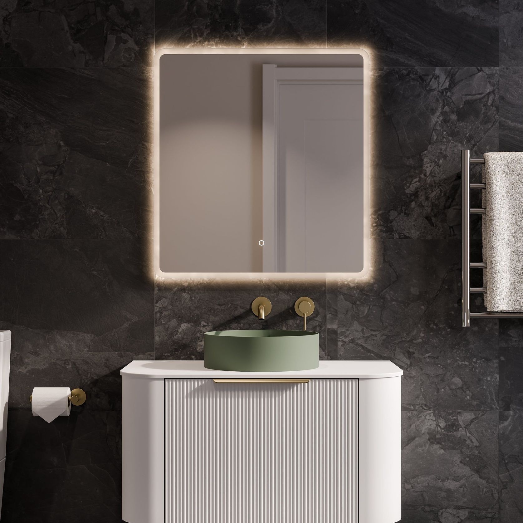Nature 900 Vanity | Flat Slab Top & Pillar Drawer Front gallery detail image