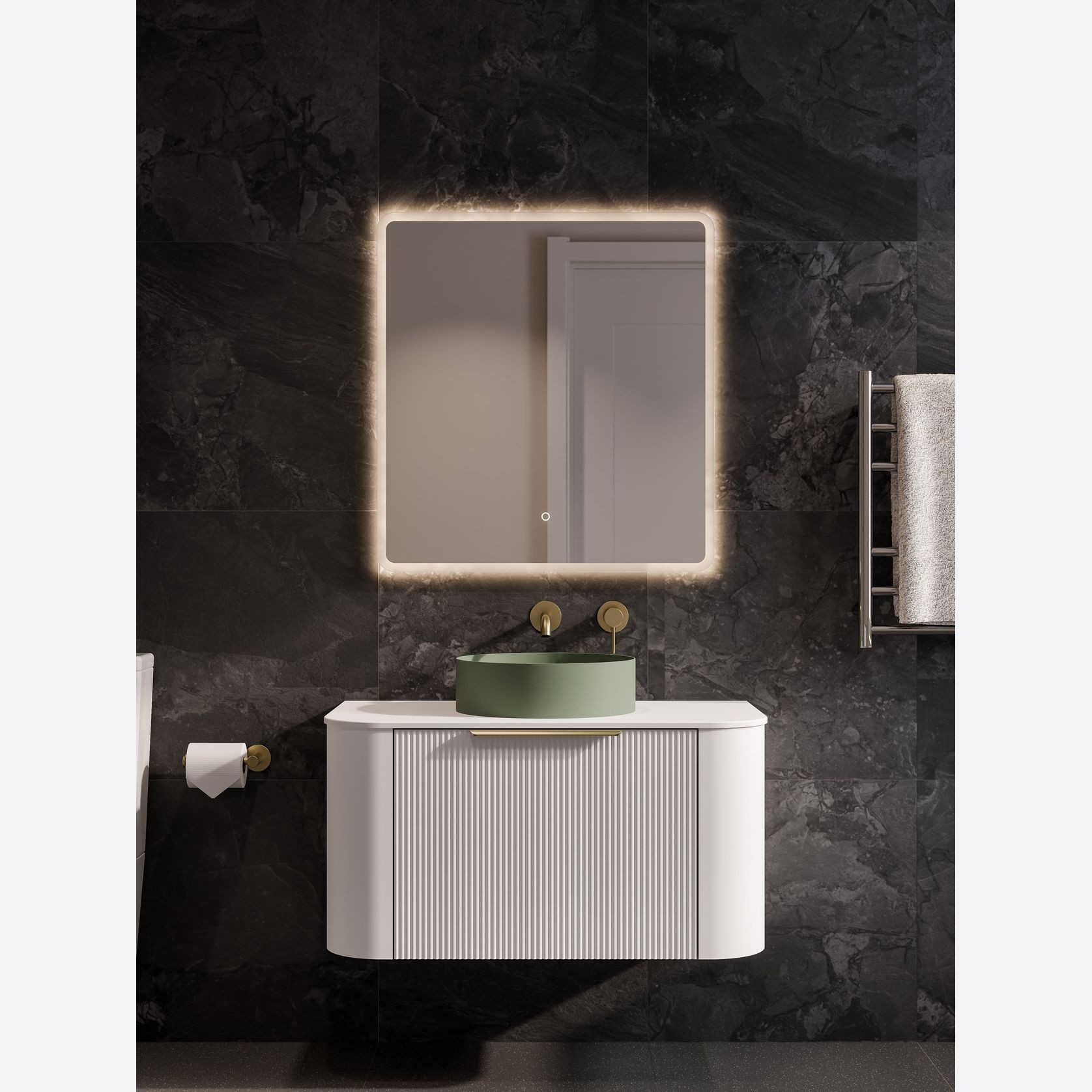 Nature 900 Vanity | Flat Slab Top & Pillar Drawer Front gallery detail image