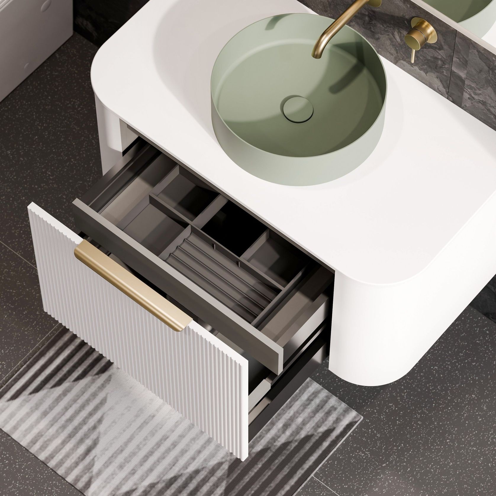 Nature 900 Vanity | Flat Slab Top & Pillar Drawer Front gallery detail image
