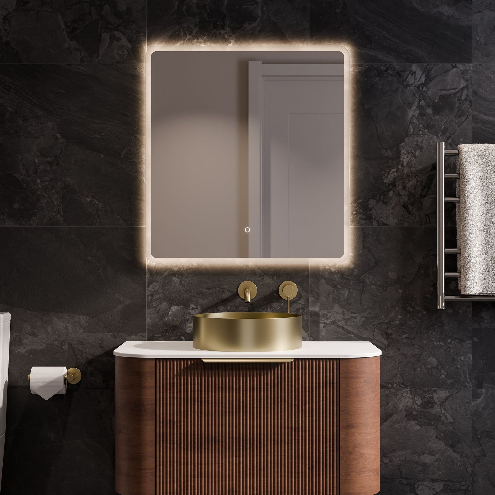 Nature 900 Vanity | Flat Slab Top & Pillar Drawer Front gallery detail image