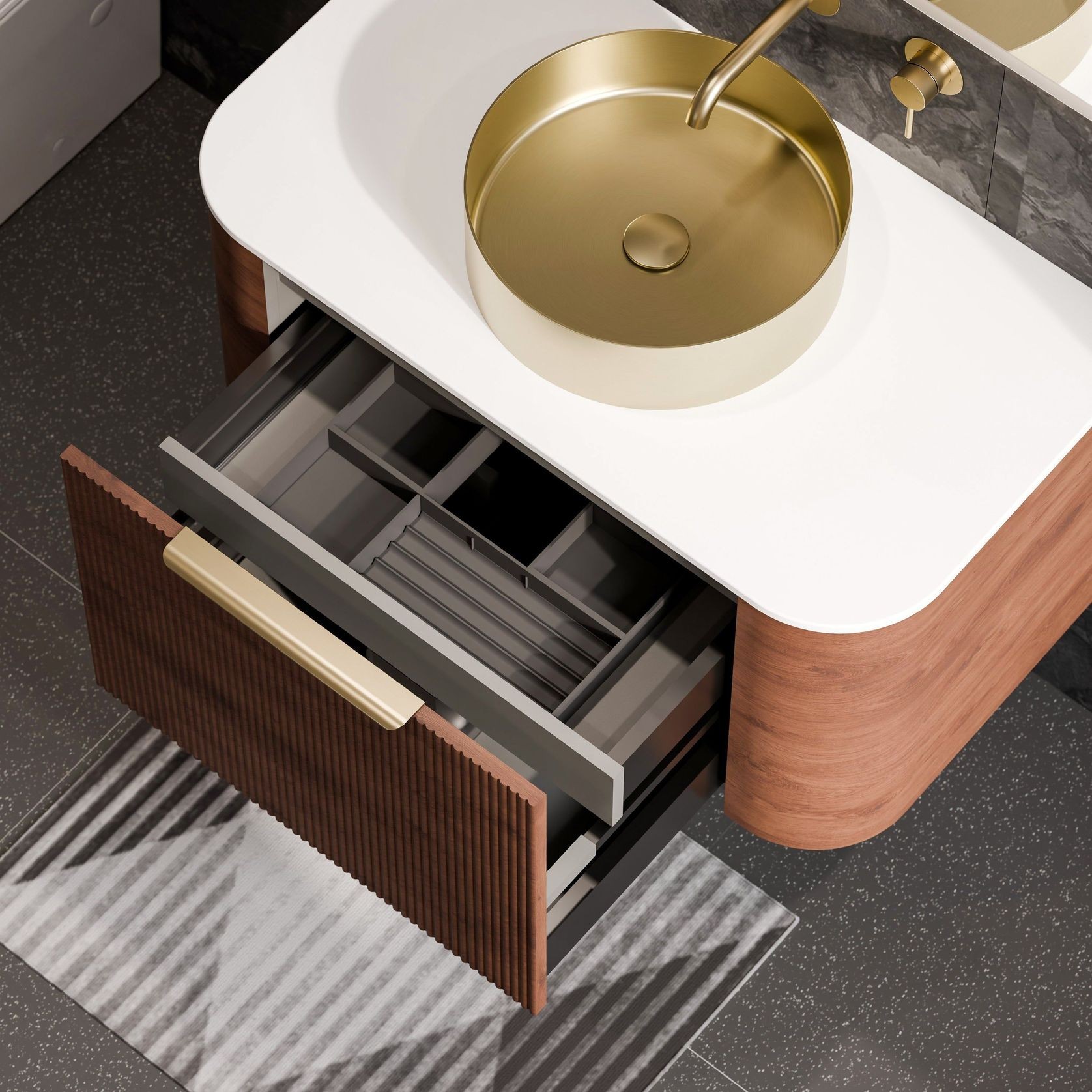 Nature 900 Vanity | Flat Slab Top & Pillar Drawer Front gallery detail image