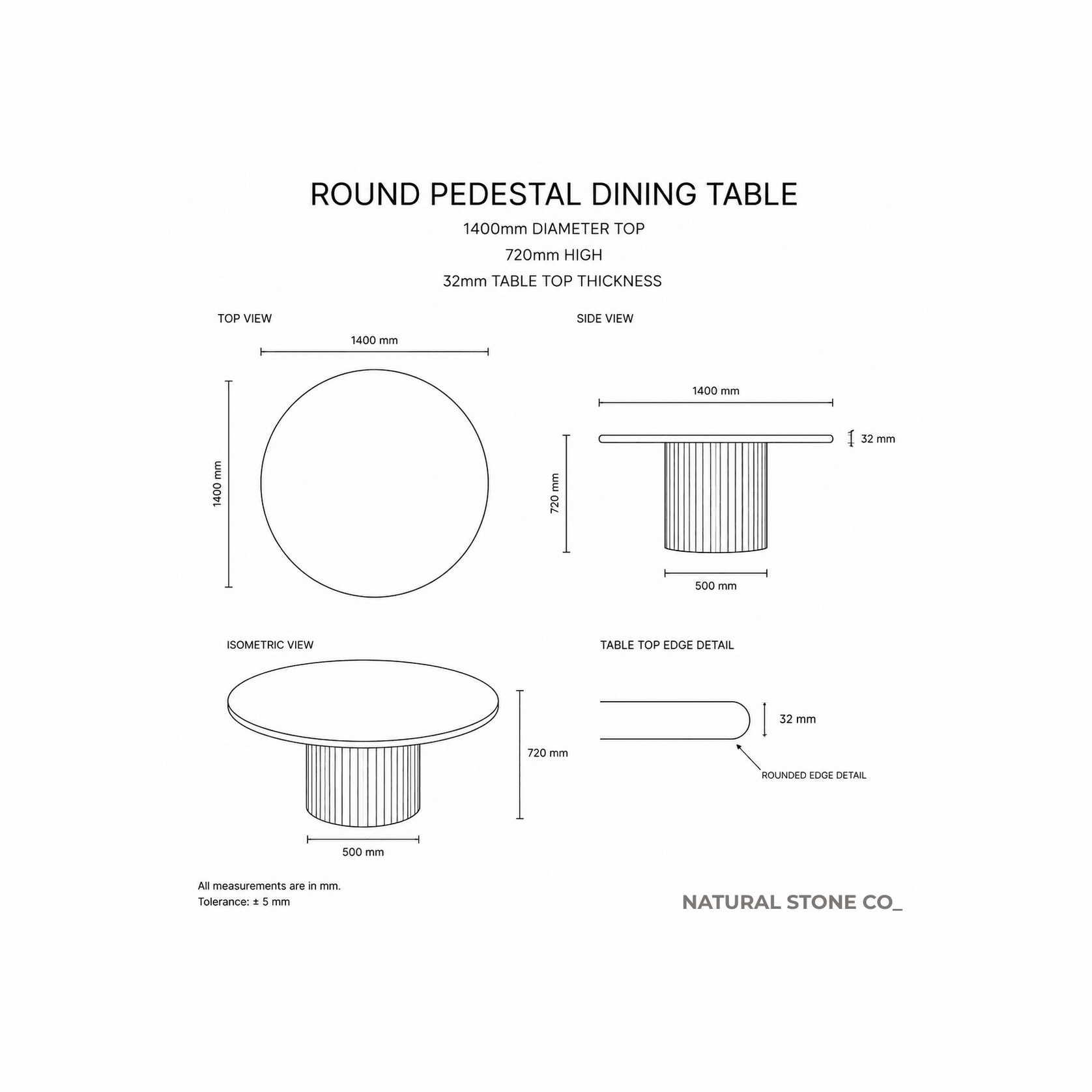 Court Dining Table - Carrara Marble gallery detail image