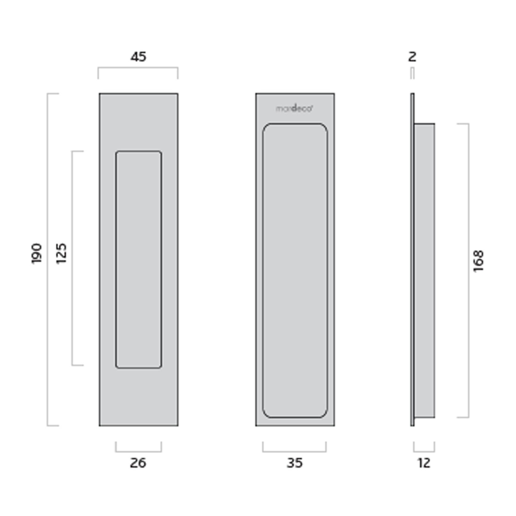 Mardeco 'M' Series Flush Pull Matt Black for Timber and Aluminum Sliding Double Doors BL8002/190 *Single* gallery detail image