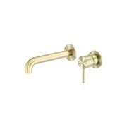 Zen SS316L Wall Basin/Bath Mixer Separate Back Plate 230mm Spout | Brushed Gold gallery detail image