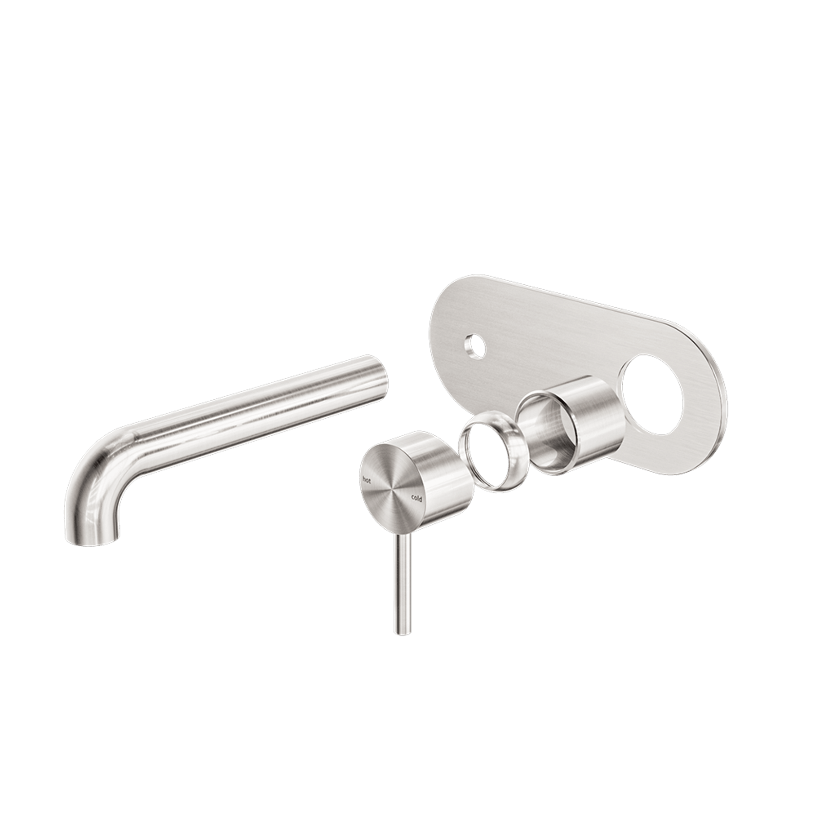 Zen SS316L Wall Basin/Bath Mixer 185mm Spout Trim Kits | Brushed Nickel gallery detail image