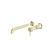 Zen SS316L Wall Basin/Bath Mixer Separate Back Plate 185mm Spout Trim Kits | Brushed Gold gallery detail image