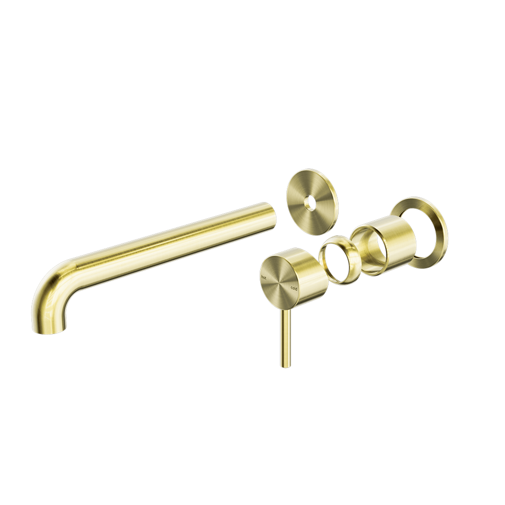 Zen SS316L Wall Basin/Bath Mixer Separate Back Plate 230mm Spout Trim Kits | Brushed Gold gallery detail image