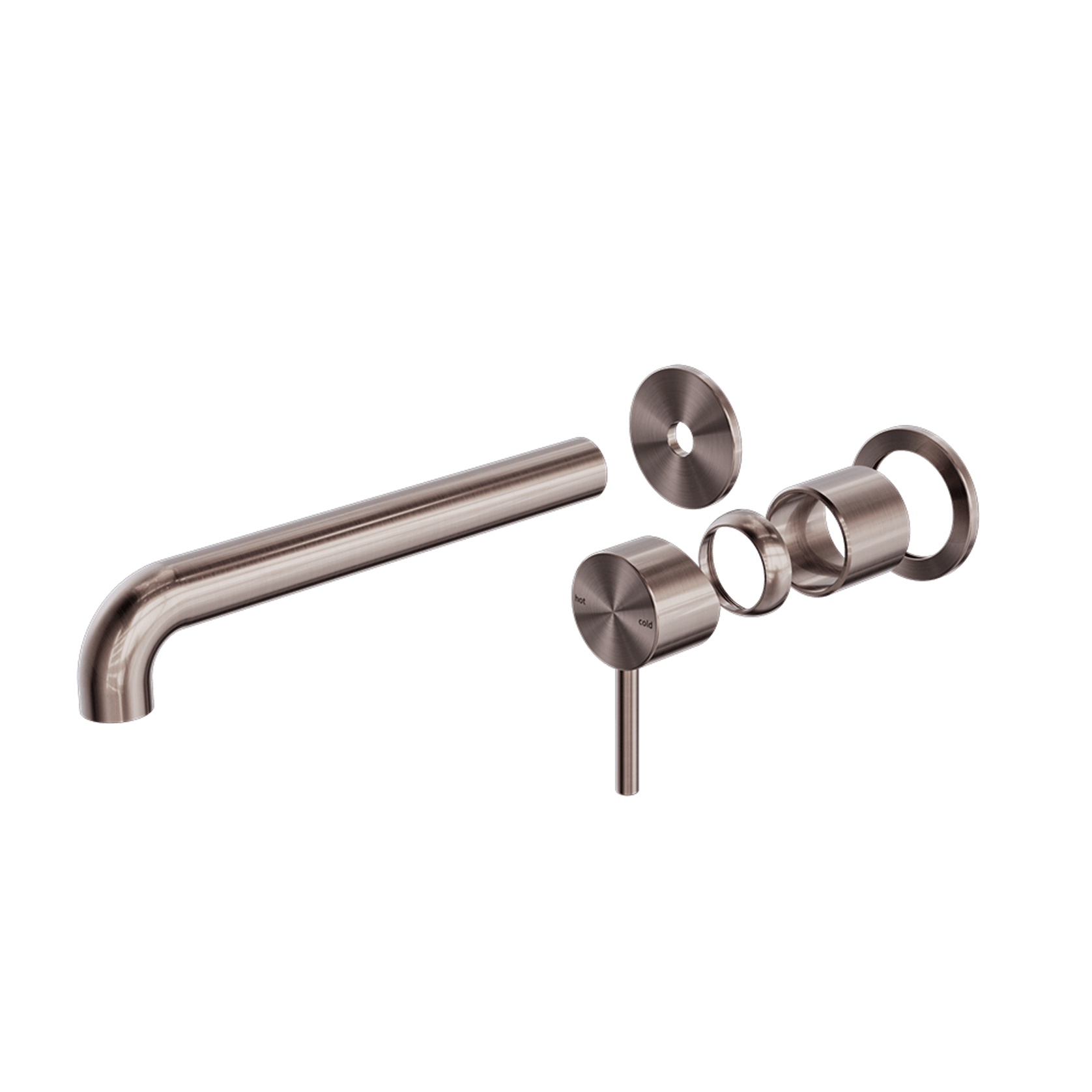 Zen SS316L Wall Basin/Bath Mixer Separate Back Plate 185mm Spout Trim Kits | Brushed Bronze gallery detail image