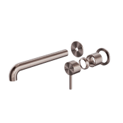 Zen SS316L Wall Basin/Bath Mixer Separate Back Plate 185mm Spout Trim Kits | Brushed Bronze gallery detail image