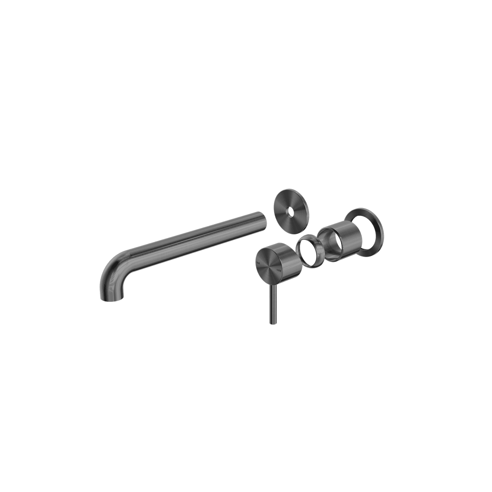 Zen SS316L Wall Basin/Bath Mixer Separate Back Plate 230mm Spout Trim Kits | Graphite gallery detail image