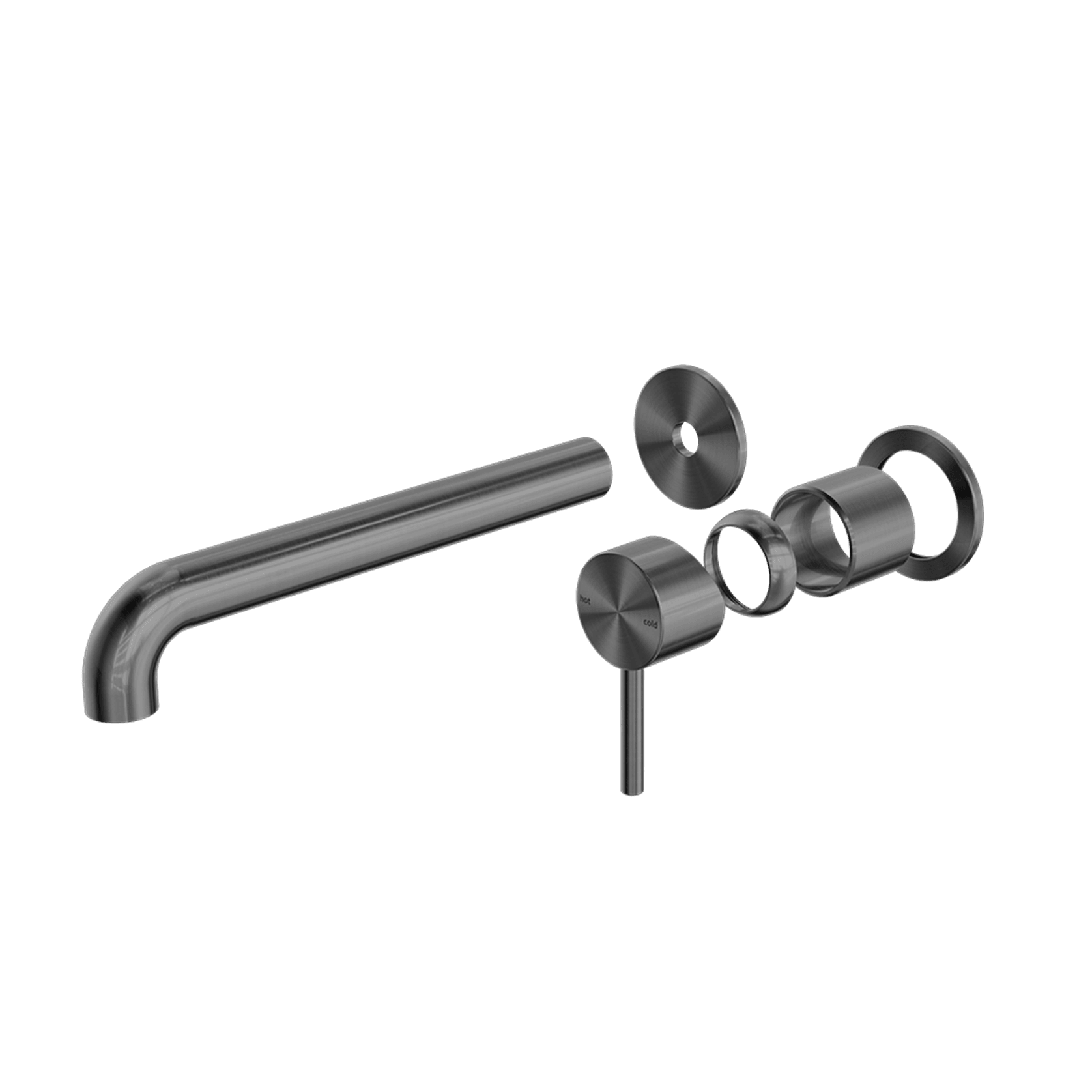 Zen SS316L Wall Basin/Bath Mixer Separate Back Plate 230mm Spout Trim Kits | Graphite gallery detail image