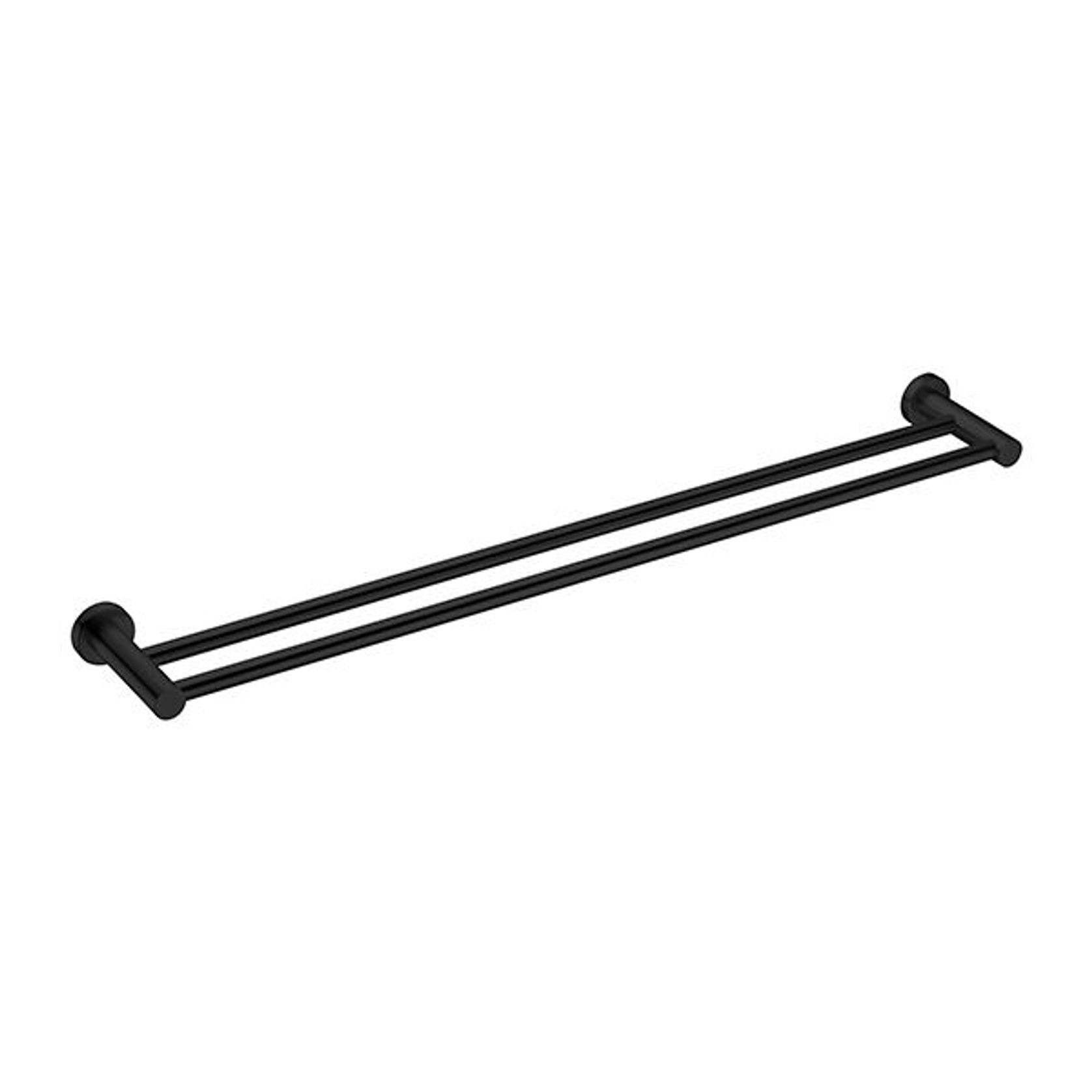 Mecca Double Towel Rail 800mm Matte Black gallery detail image