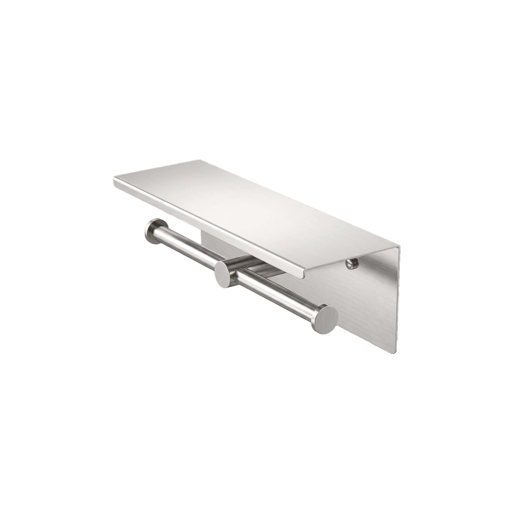 Mecca Double Toilet Roll Holder With Shelf Brushed Nickel gallery detail image