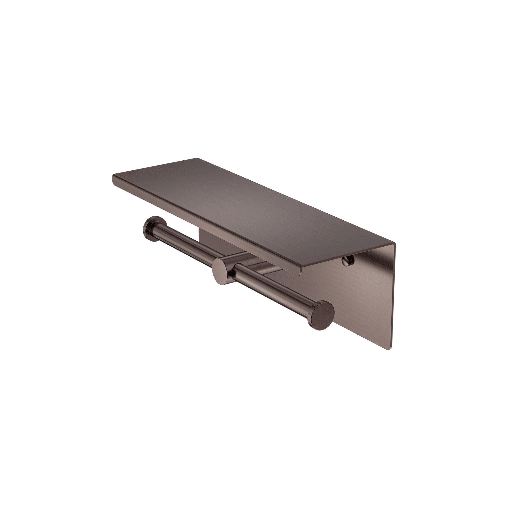 Mecca Double Toilet Roll Holder With Shelf Brushed Bronze gallery detail image