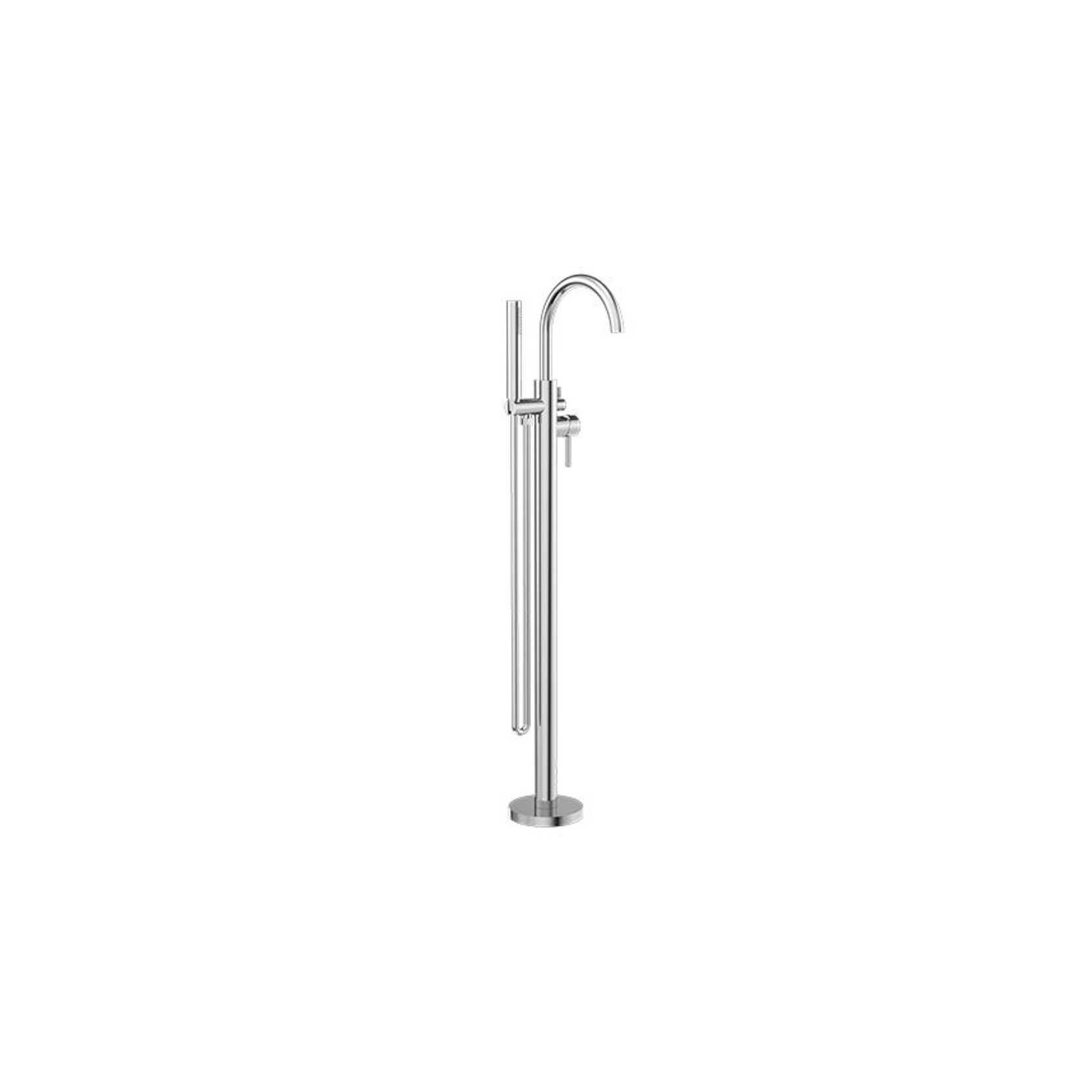Mecca Round Freestanding Mixer With Hand Shower Chrome gallery detail image