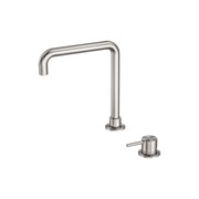 Mecca Hob Basin Mixer Square Swivel Spout Brushed Nickel gallery detail image