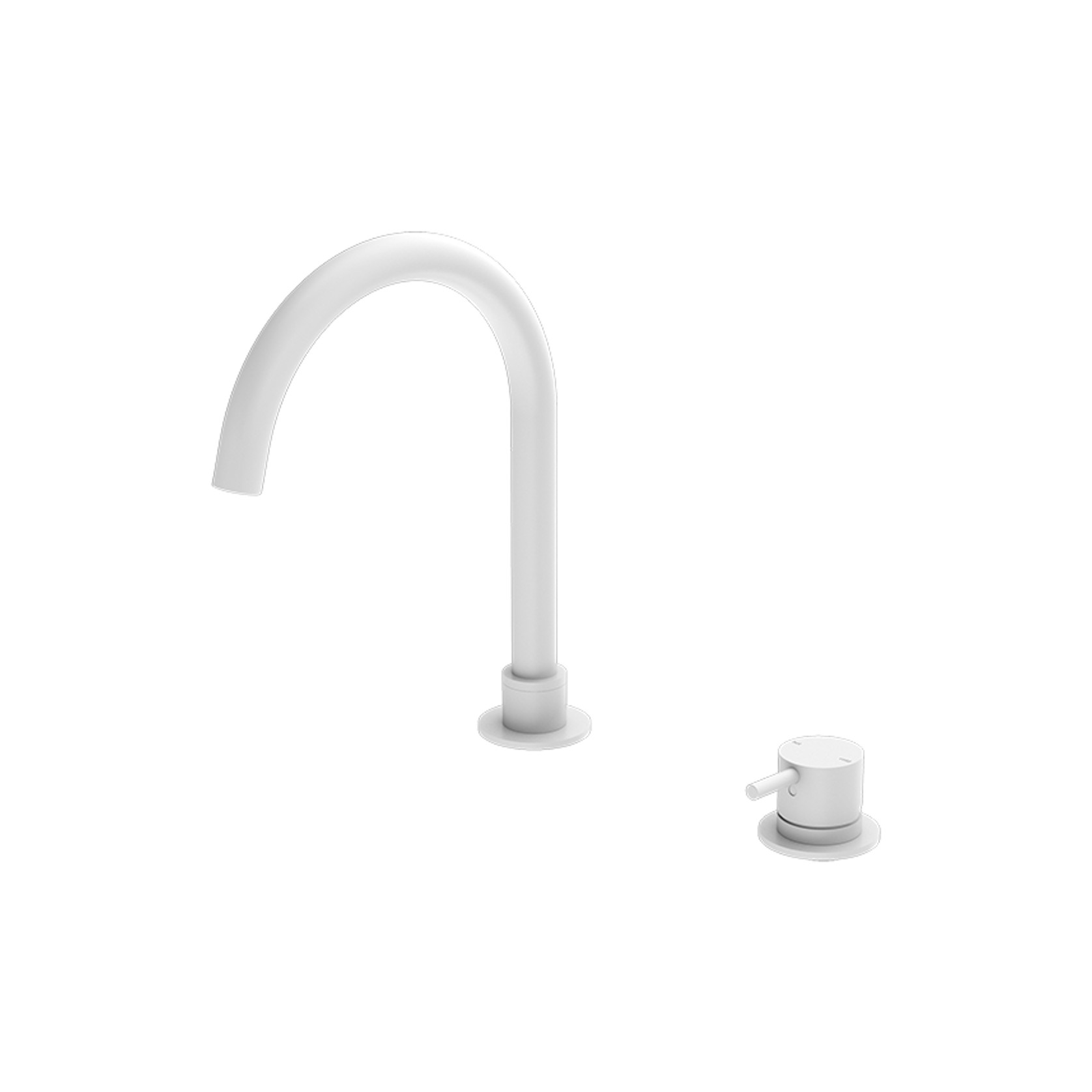Mecca Hob Basin Mixer Round Swivel Spout Matte White gallery detail image