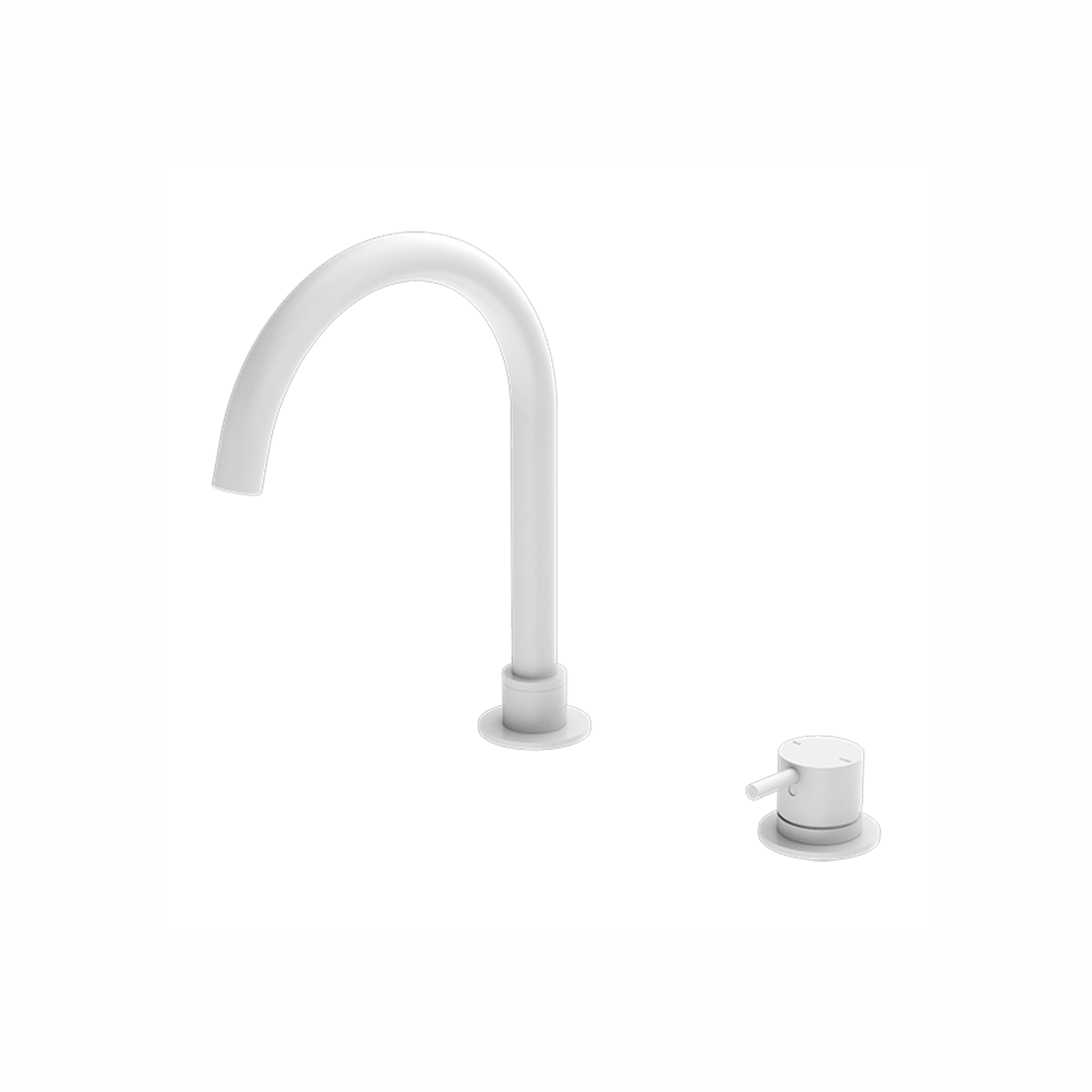 Mecca Hob Basin Mixer Round Swivel Spout Matte White gallery detail image