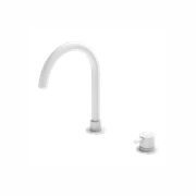 Mecca Hob Basin Mixer Round Swivel Spout Matte White gallery detail image