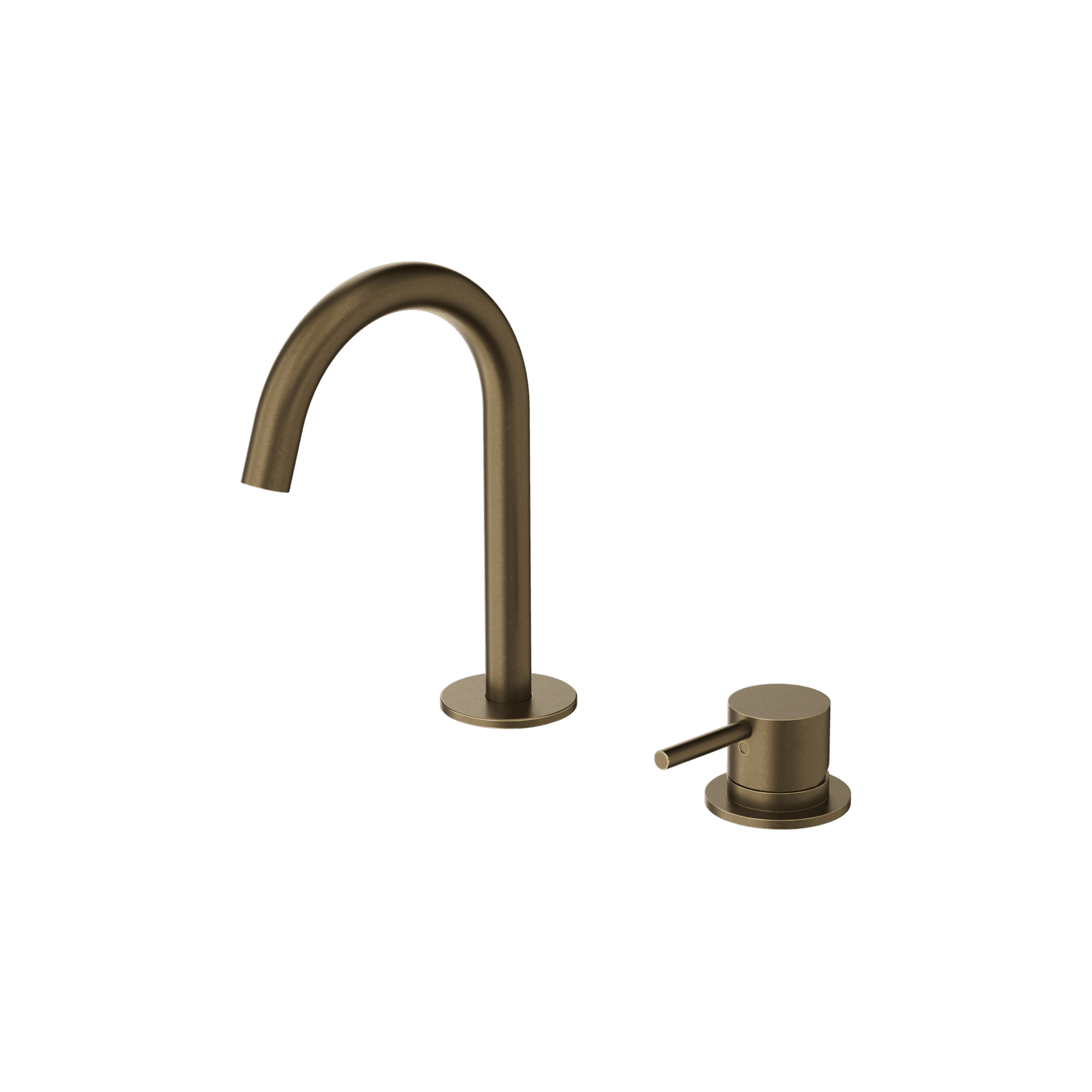 Mecca Hob Basin Mixer Set Arc Spout Tumbled Antique Brass gallery detail image