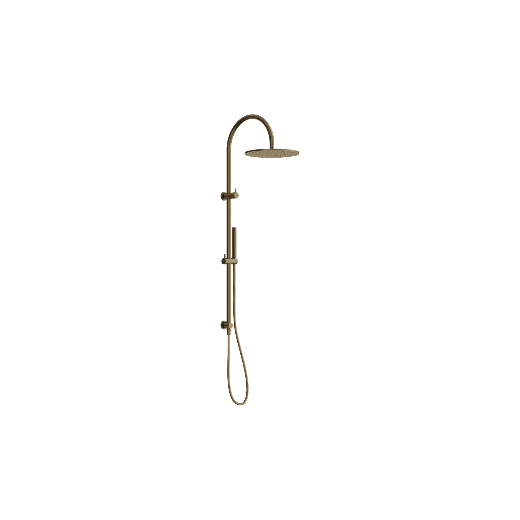 Mecca Twin Shower With Slim Hand Shower Tumbled Antique Brass gallery detail image