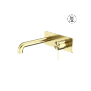 Mecca Wall Basin/Bath Mixer 185mm Brushed Gold gallery detail image