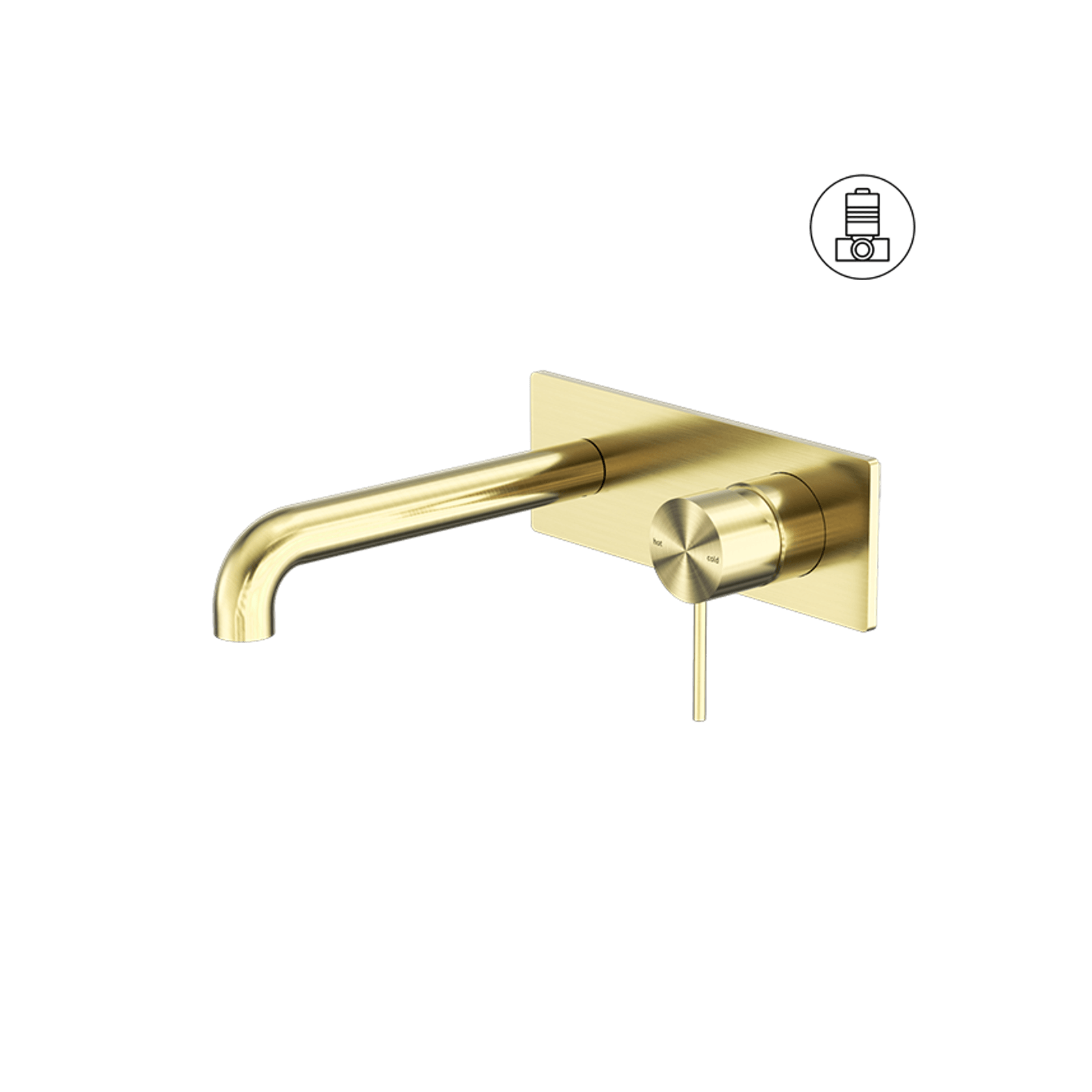 Mecca Wall Basin/Bath Mixer 260mm Brushed Gold gallery detail image