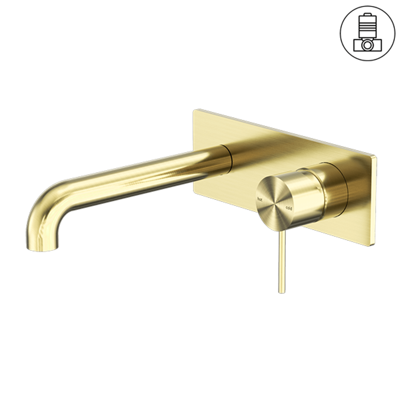 Mecca Wall Basin/Bath Mixer 260mm Brushed Gold gallery detail image