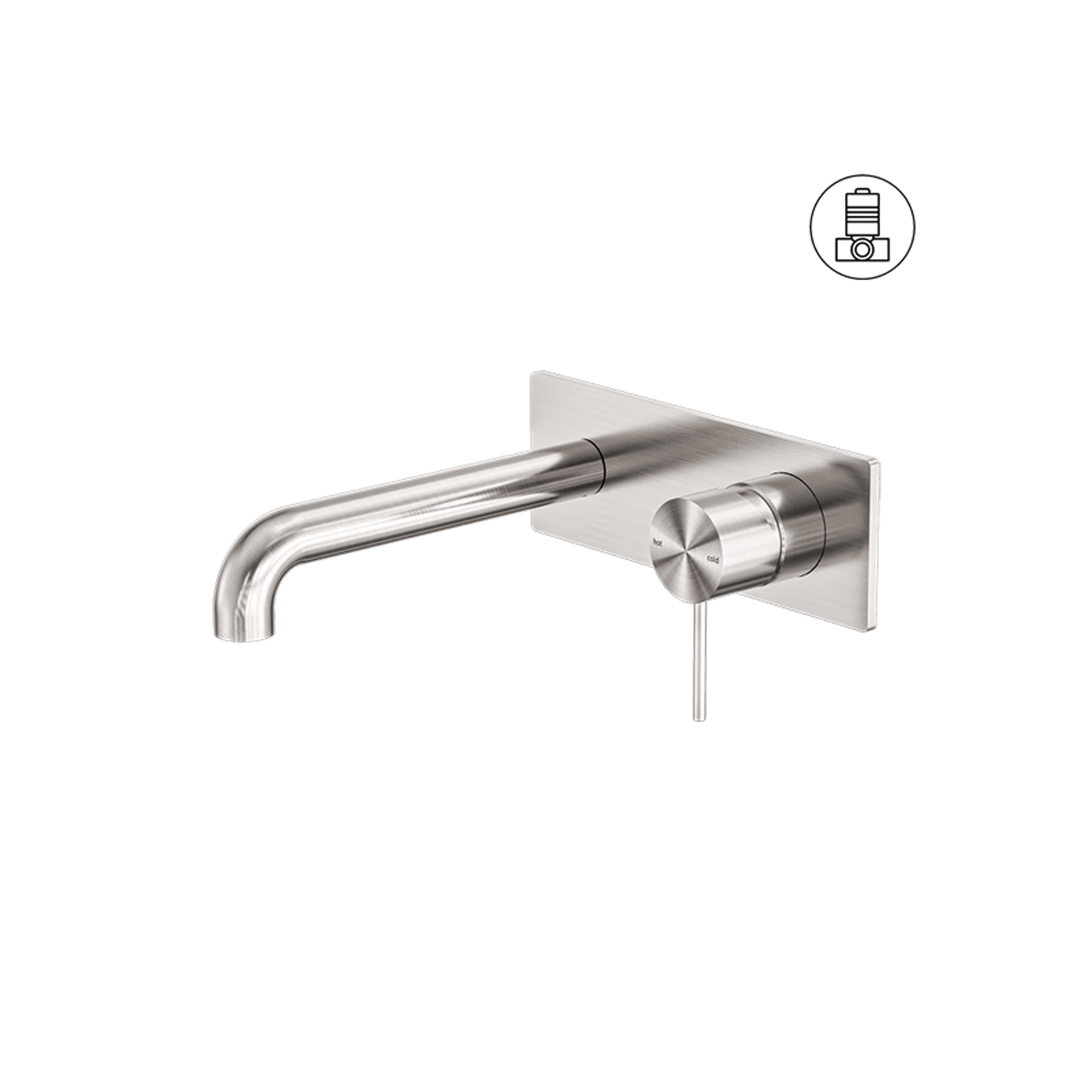 Mecca Wall Basin/Bath Mixer 185mm Brushed Nickel gallery detail image