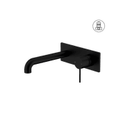 Mecca Wall Basin/Bath Mixer 185mm Matte Black gallery detail image