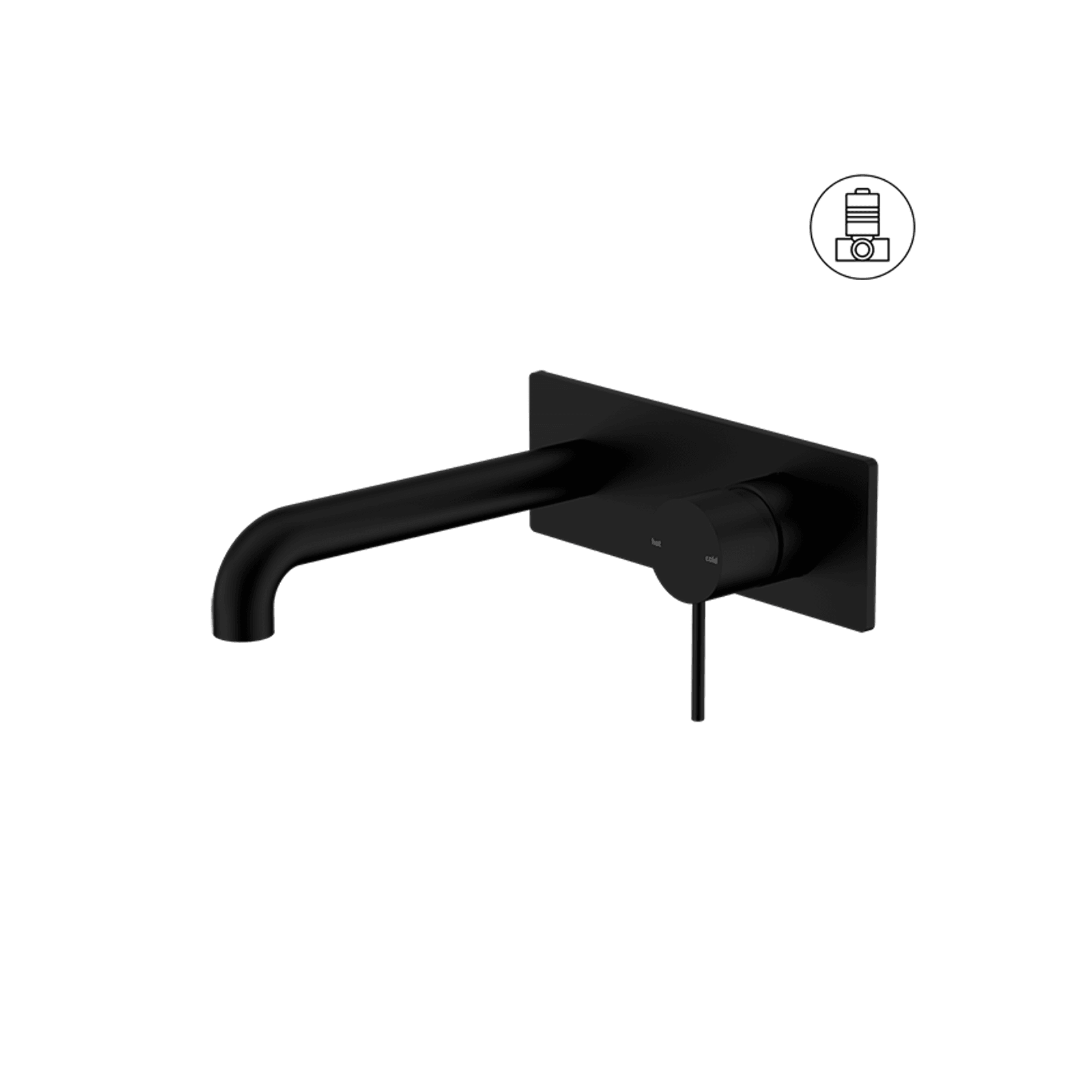 Mecca Wall Basin/Bath Mixer 260mm Matte Black gallery detail image