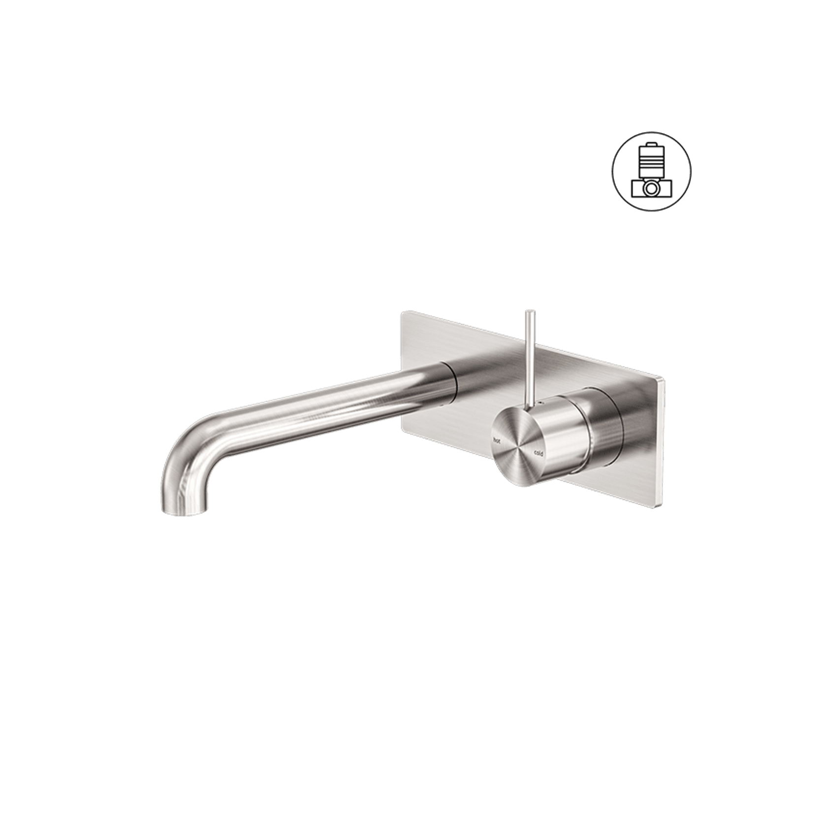 Mecca Wall Basin/Bath Mixer Handle Up 260mm Brushed Nickel gallery detail image