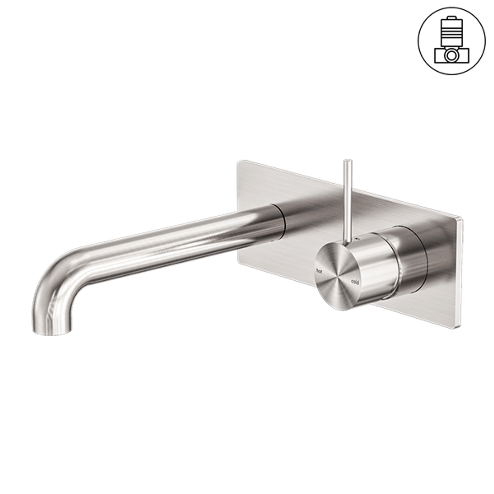 Mecca Wall Basin/Bath Mixer Handle Up 260mm Brushed Nickel gallery detail image
