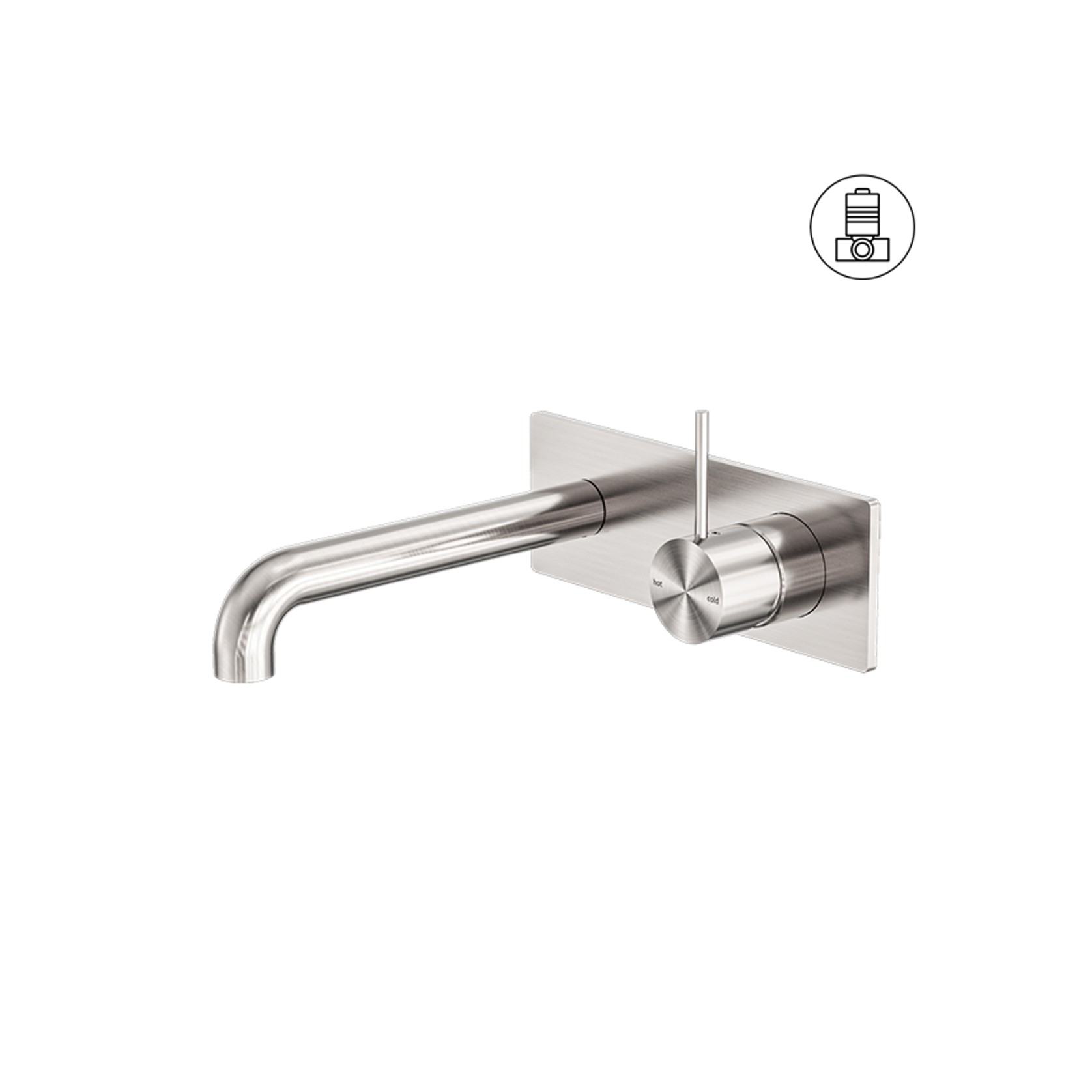 Mecca Wall Basin/Bath Mixer Handle Up 185mm Brushed Nickel gallery detail image
