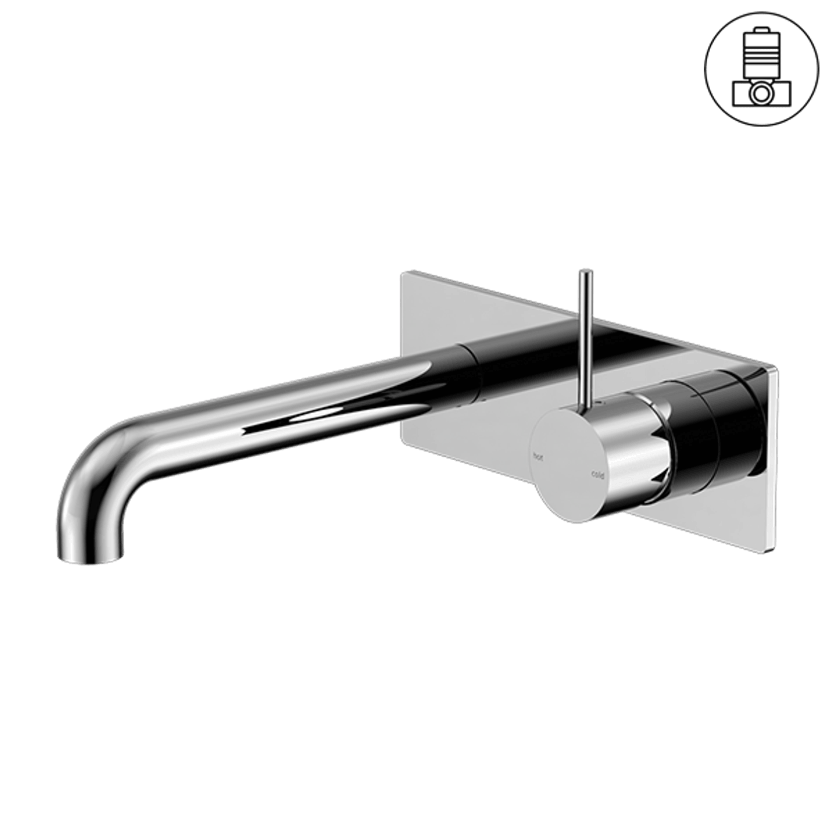 Mecca Wall Basin/Bath Mixer Handle Up 185mm Chrome gallery detail image