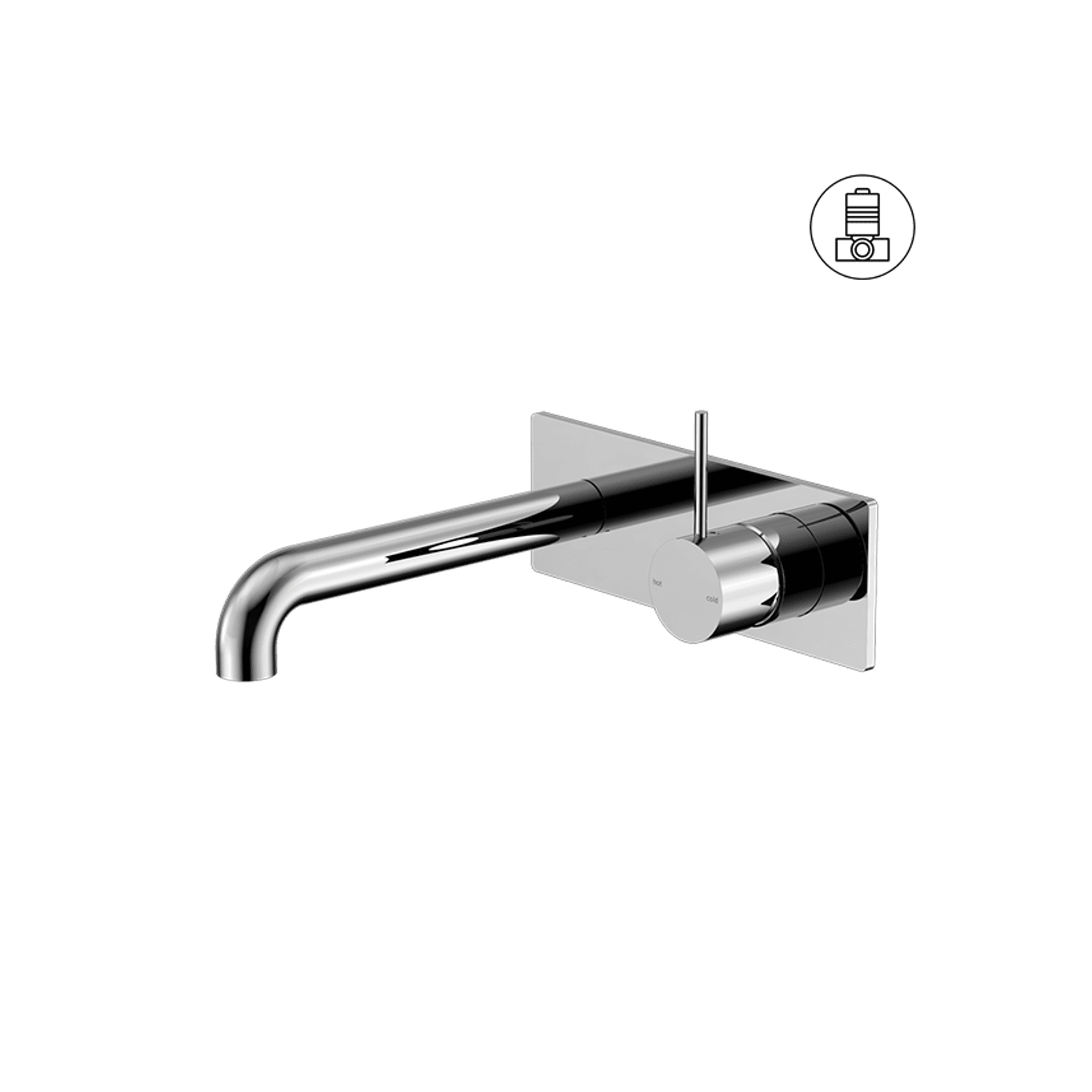 Mecca Wall Basin/Bath Mixer Handle Up 120mm Chrome gallery detail image