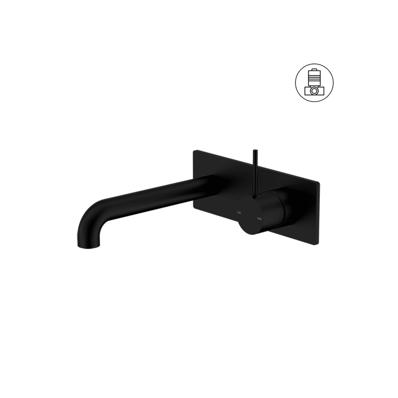 Mecca Wall Basin/Bath Mixer Handle Up 120mm Matte Black gallery detail image