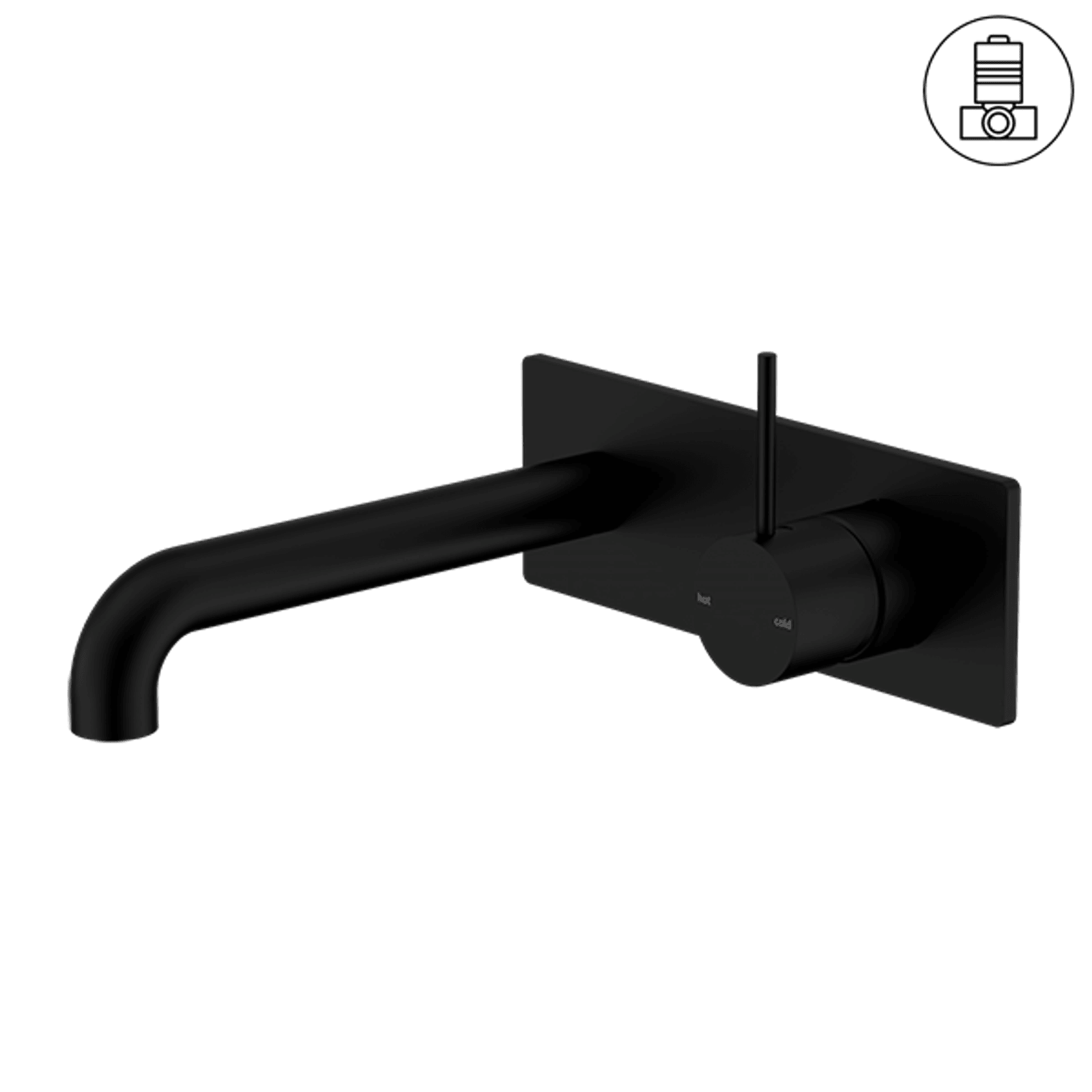 Mecca Wall Basin/Bath Mixer Handle Up 120mm Matte Black gallery detail image