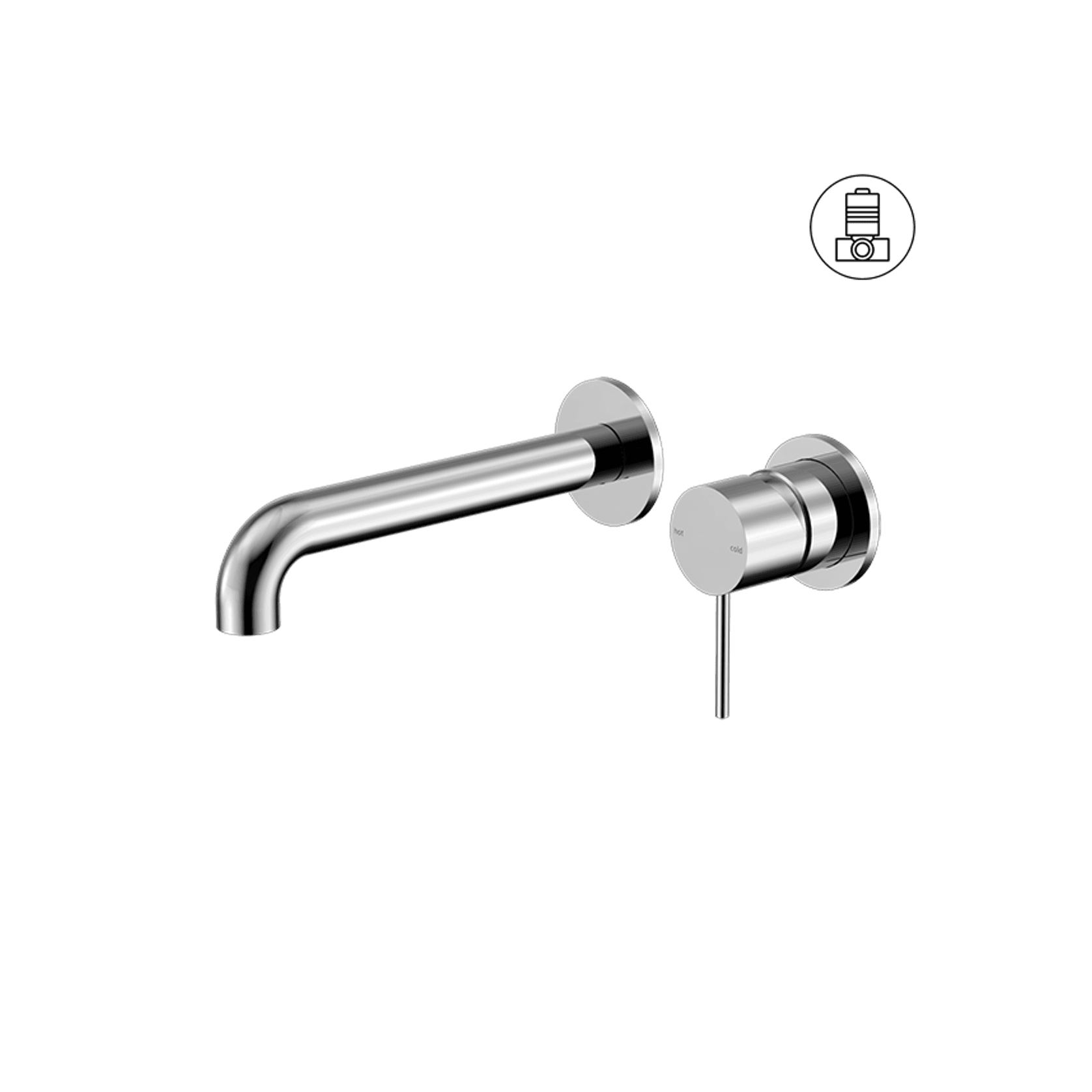 Mecca Wall Basin/Bath Mixer Separate Back Plate 185mm Chrome gallery detail image
