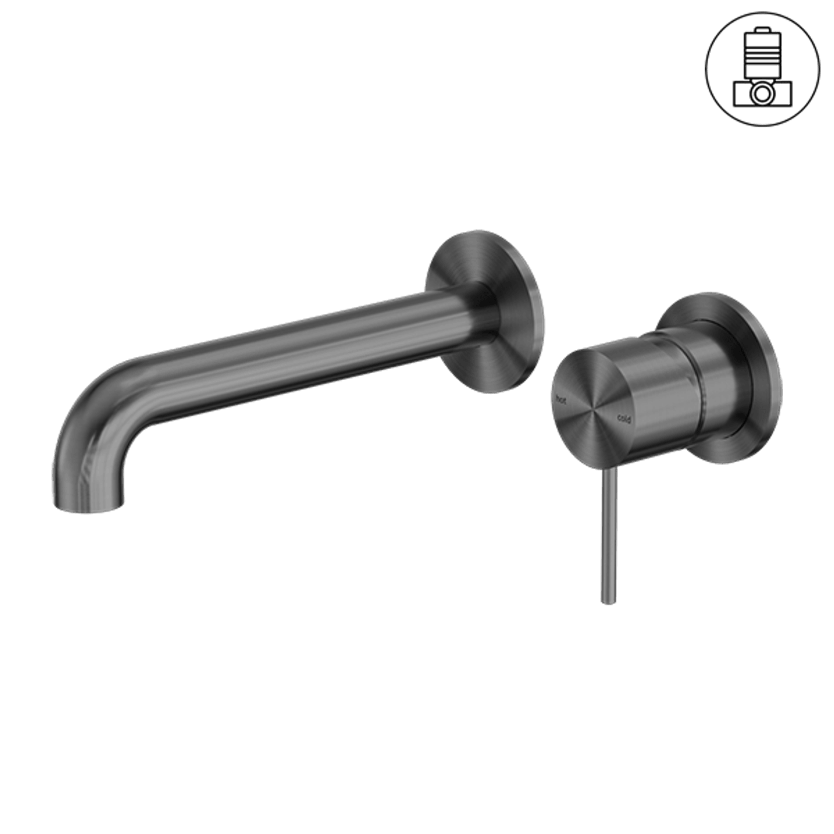 Mecca Wall Basin/Bath Mixer Separate Back Plate 260mm Gun Metal gallery detail image